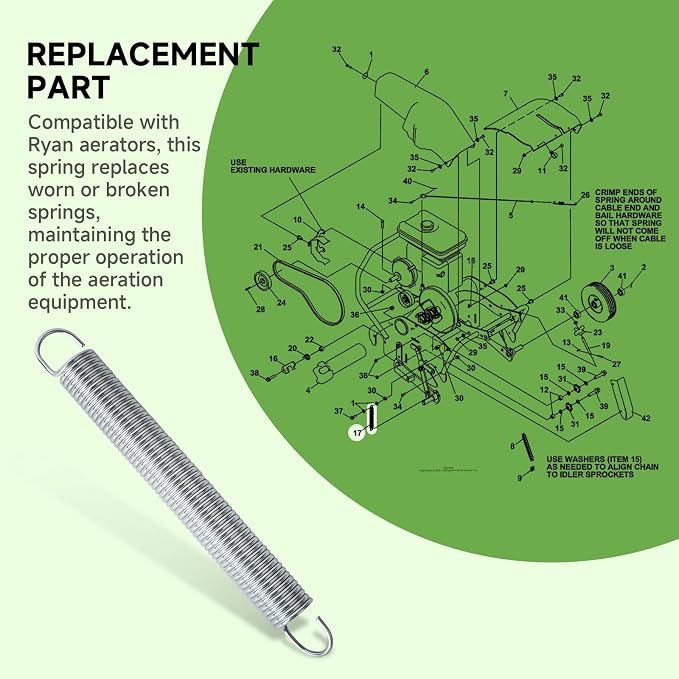 4113746 Extension Spring Compatible with Ryan Lawnaire IV Aerator 544908A 544909B 544910A, Compatible with Bobcat AE19 AE26 Lawn Aerator Lift Spring Replacement Parts