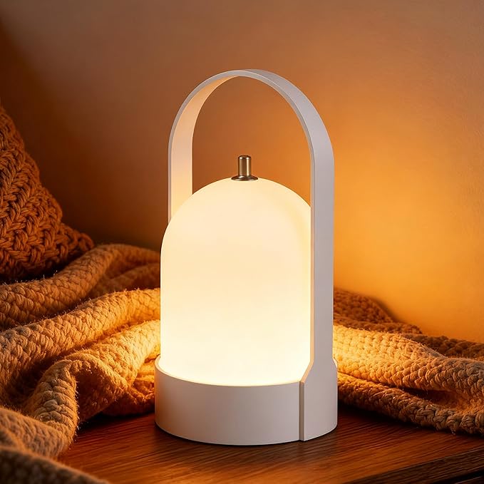 Tubicen Rechargeable Table Lamp Portable 4000mAh Battery Operated Lamp Camping Lantern 4-Level Touch Dimmable Cordless LED Table Night Lamp for Bedroom Dining Room Kitchen Balcony Restaurant