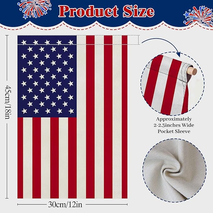 American Flag Garden Flag, Patriotic Double Sided Waterproof Outdoor Yard Flag, USA Independence Day July 4th Lawn Porch Decor, 12x18Inch