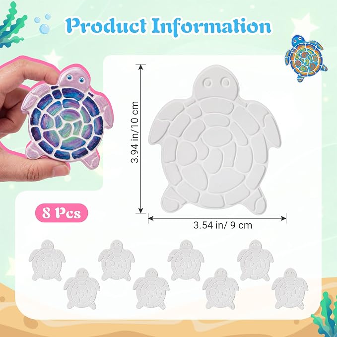 Lewtemi 8 Pcs Paint Your Own Stepping Stones for Craft, DIY Plaster Stepping Stones Garden Decor Painting Art Set for Art Class, Summer Activities & Home Decor (Turtle)