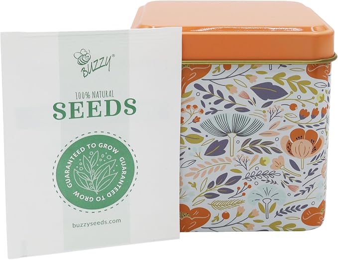 Buzzy Seeds Herbal Tea Garden Grow Kit 3-Pack - Metal Windowsill Planter - Complete Indoor/Outdoor Gardening Kit with Seeds, Coconut Husk Growing Medium & Genuine Pots - 100% Grow Guarantee