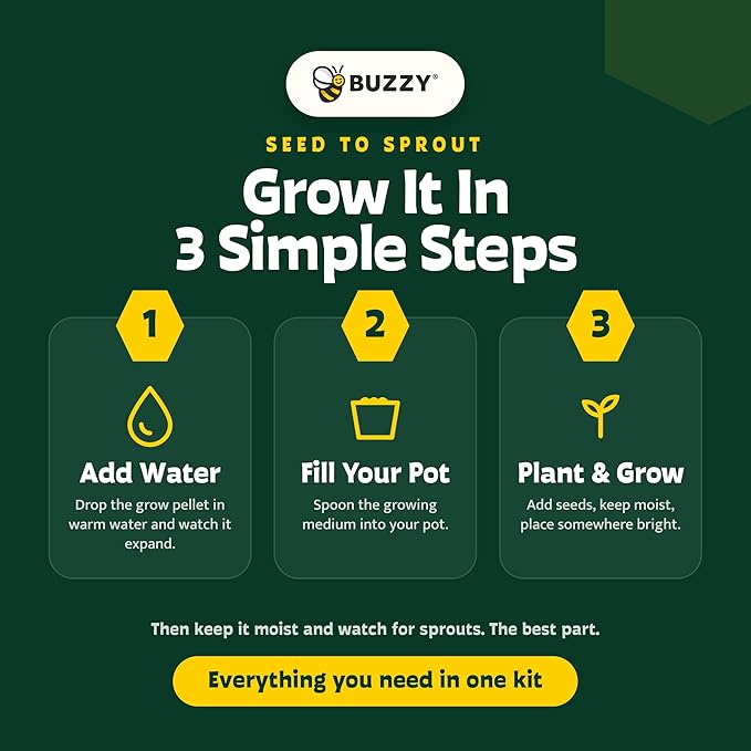 BUZZY Seeds Pollinator Garden Grow Kit with 2 Galvanized Metal Pots, Black-Eyed Susan and Coneflower Seeds, Growing Medium, Plant Markers, Chalk and Easy Instructions, Great Gift for Plant Lovers