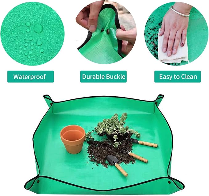FANTIAN Repotting Mat for Indoor Plants, 26.8" X 26.8" Waterproof Succulent Potting Mat, Foldable Reusable Soil Change Mat Gardening Planting Mat - Gifts for Plant Lovers