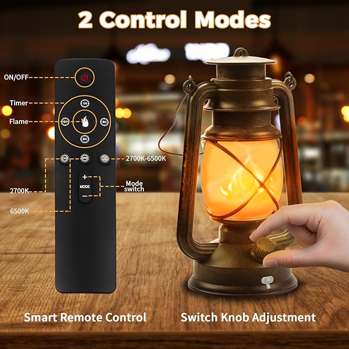4 Pack Bronze Vintage 4 Modes Light LED Lanterns，Rechargeable Dancing Flame Lanterns Decorative Outdoor&Indoor, Remote Control Waterproof Hanging Lights for Camping,Patio Garden Pathway