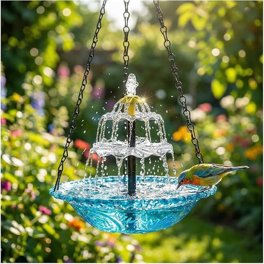 2026 Hanging Solar Bird Bath Fountain,3 Layers Hanging Bird Bath for Outside with Solar Fountain,Flowing Water Solar Pump & Plastic Bowl, for Outdoor, Gardens