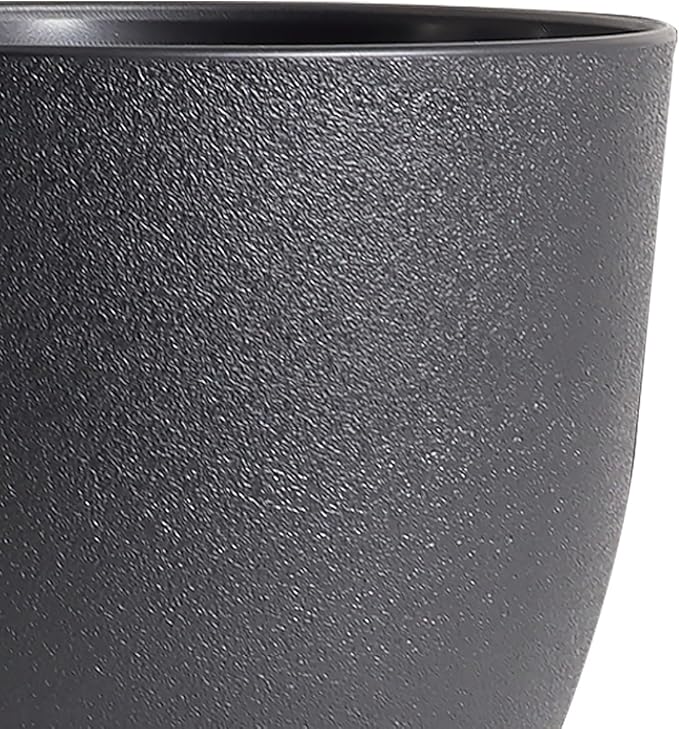 WSMKSZ 10/9/8 inch Medium Plant Pots, 3 Pack Modern Decorative Plastic Planters with Drainage Holes and Saucers, Flower Pots for Indoor Outdoor Plants, Black