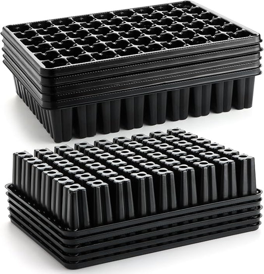 RooTrimmer 54 Cell Seed Starter Trays, 2.8" Deep Plug Flat Tray,10 Pieces Big Holes Germination Tray, Thick Durable Seedling Plastic Nursery Reusable Trays (11.14inch ×14.6 inch, 10-Pack)