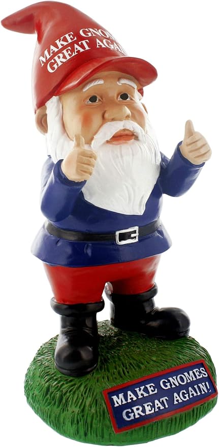 Gnometastic Make Gnomes Great Again Garden Gnome Statue, 9.5in - Indoor Outdoor Funny Garden Gnomes Decoration for Yard, Lawn Ornament, Patio and Home Decor