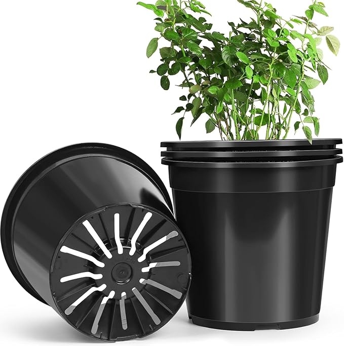 4pcs 10 Gallon Pots for Plants, 10 Gallon Plastic Nursery Pot with Drainage Holes, Planter Seedling Pots for Nursery Garden, Flowers, Succulent Outdoor Indoor (10 Gal- 4 Pack)