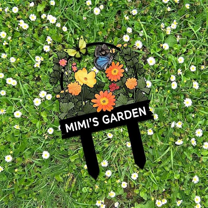 Personalized Metal Yard Sign for Mother's Day, Bird & Flower Design, Gift for Garden Lovers, Metal Sign, Garden Decor (Butterfly)