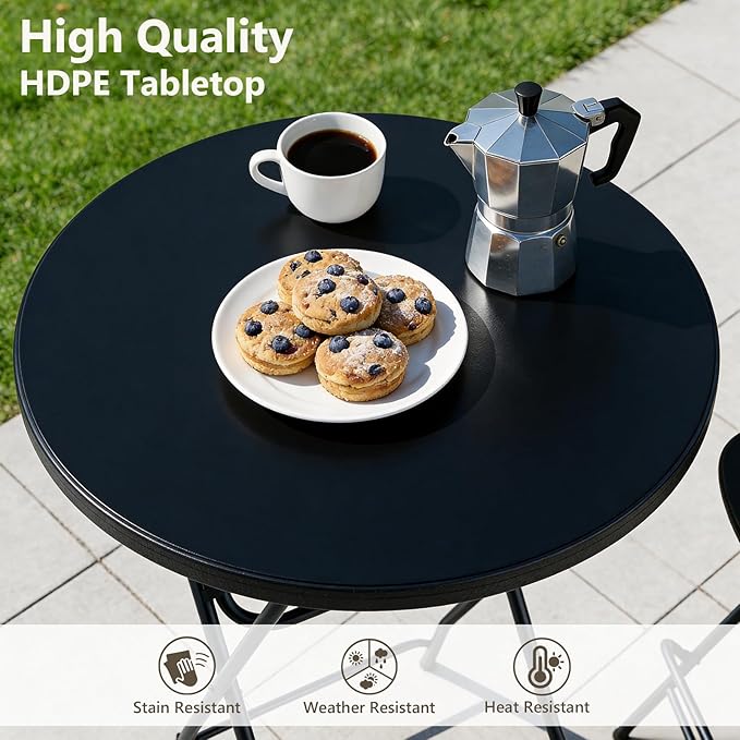 Folding Table, 32 Inch Foldable Cocktail Bar, High Top Round Folding Tables No Assembly, Portable Bistro & Commercial Furniture for Wedding, Banquet, Party, Indoor Outdoor Use