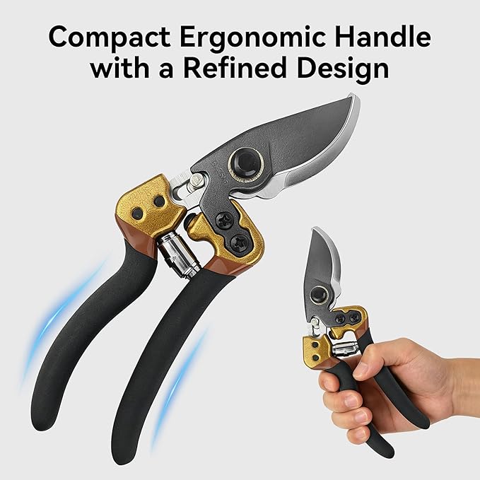 Professional Pruning Shears, Japanese SK5 Steel Blades for Precise Trimming, Bypass Pruners, Heavy Duty Garden Clippers for Branch Cutting, Bonsai, and Gardening