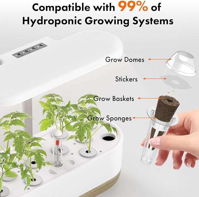 LYKOCLEAN Flower Fruit Seed Pods for AeroGarden, Ahopegarden, iDOO Hydroponics Growing System Indoor, 350 Seeds+ Including Dwarf Sunflower Bambino, Marigold, Red Tomato, Red Strawberry (12-Pods)