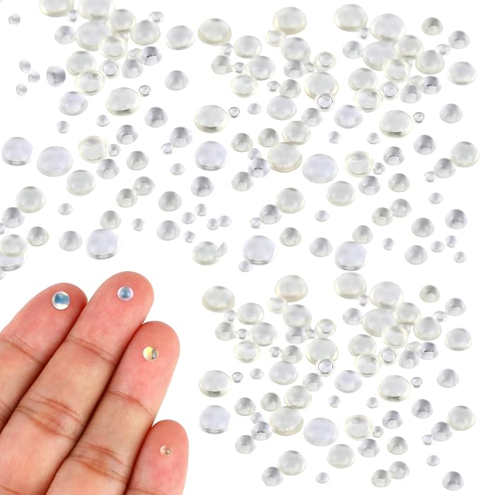 200Pcs White Mixed Size Iridescent Resin Dew Drops - Simulation Water Droplets & Tiny Bubbles for Miniature Dollhouse, Fairy Garden, Potion Bottles & DIY Craft Charms