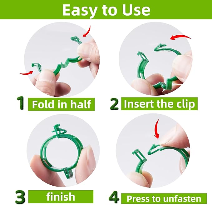 CIQIYO® 300 Pcs Plant Support Clips,Plastic Clips for Securing Plants,Tomato Vine Clips,Plant Fixing Clips,Garden Clips for Climbing Plants,Grape and Vine Vegetables (300, White)