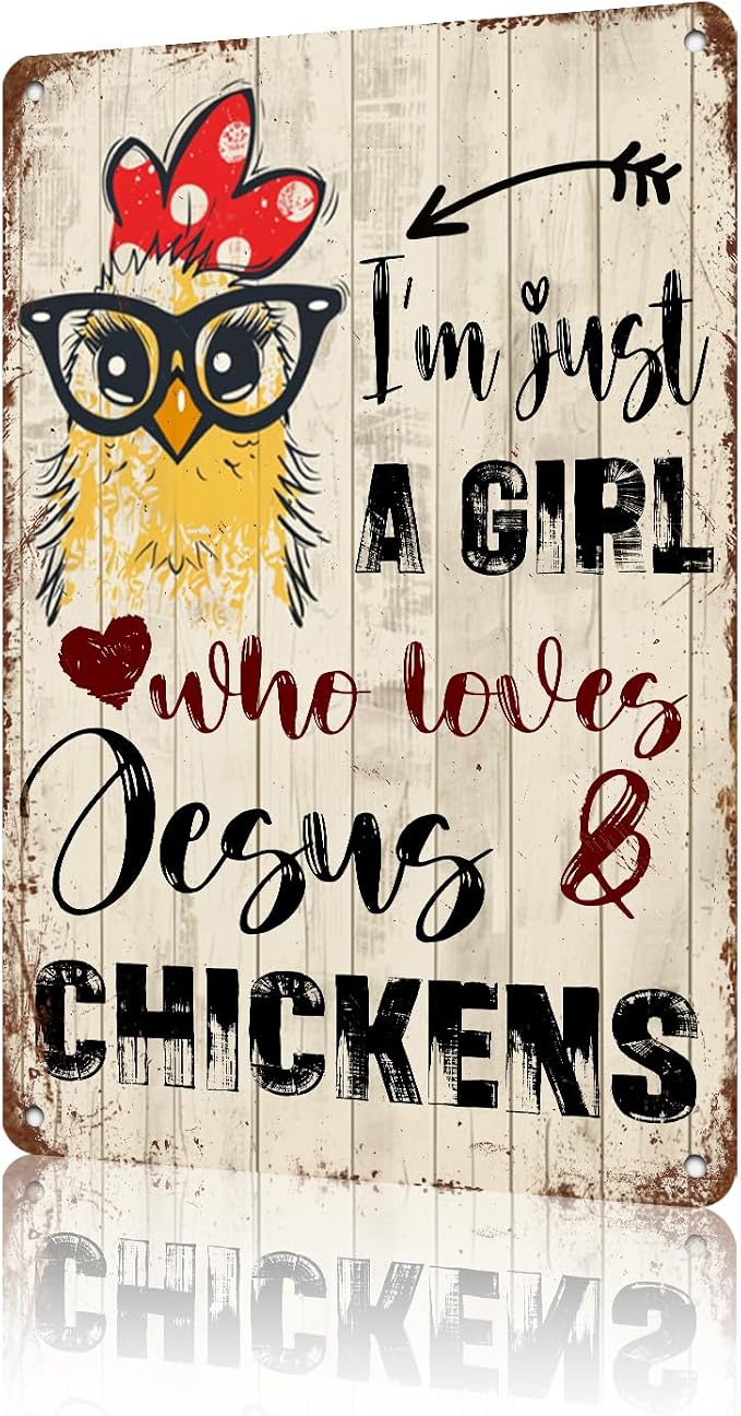 Chicken Coop Metal Sign on Coop A Girl Who Loves Chickens Vintage Kitchen Decor Gifts 12 * 8in