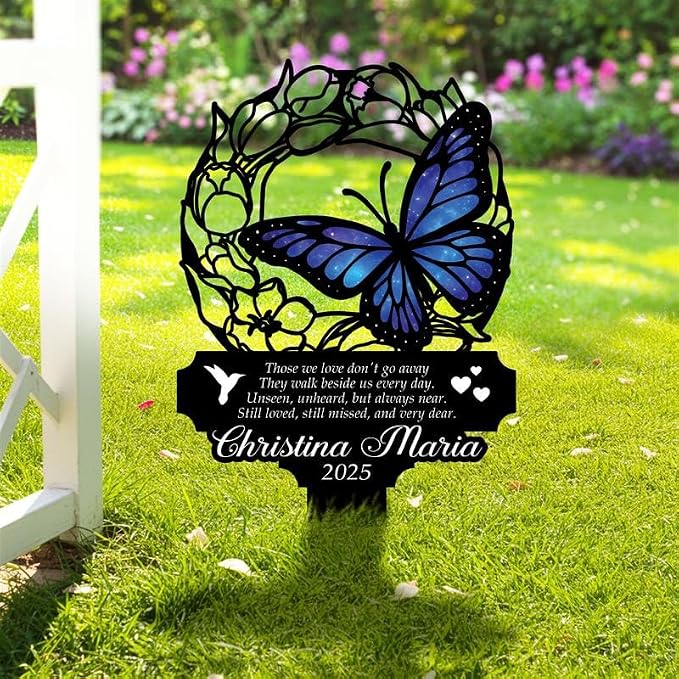 Personalized Metal Yard Sign, Custom Butterfly Metal Stake Decor, Butterfly & Flower Design, Gift for Garden Lovers, Garden Decor