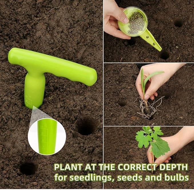 14 Pcs Mini Seed Dispenser Set,Garden Hand Planter Seeder Tool,Seedlings Dibber and Widger Hole Puncher and Labels Set for Farm Lawn Garden Yard
