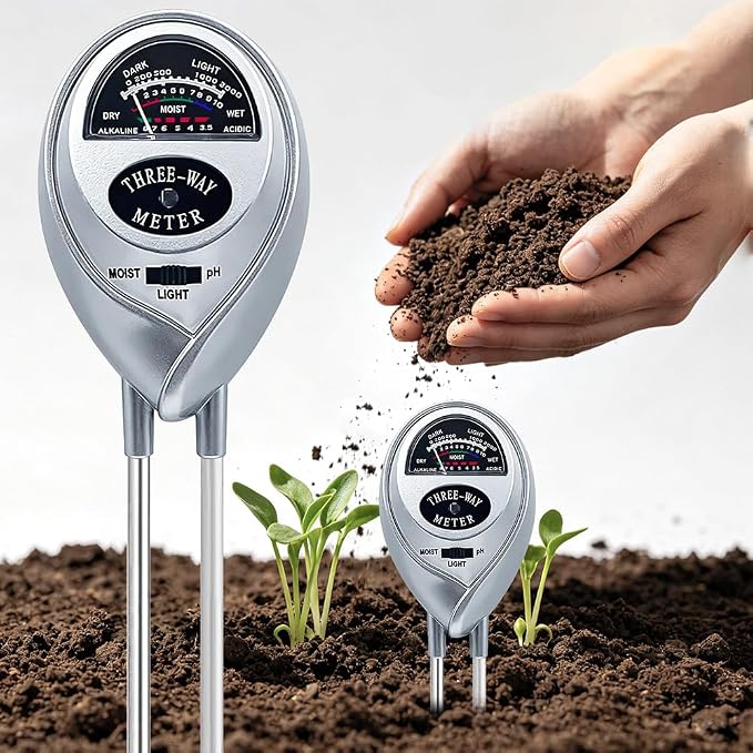 3 in 1 Soil Tester Soil Moisture Fertility pH Tester Soil Test Soil Moisture Meter for Garden Care Lawn Agriculture No Batteries Required