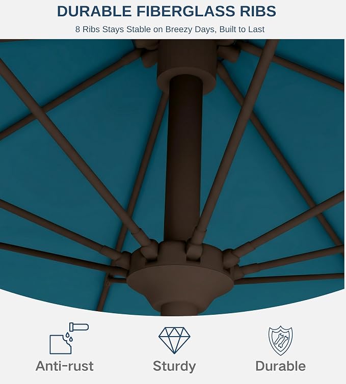 10FT Patio Umbrella, Outdoor Umbrella with Push Button Tilt and Crank, 8 Sturdy Ribs, UV Protection & Waterproof Market Umbrella for Pool, Backyard, Beach,Deck