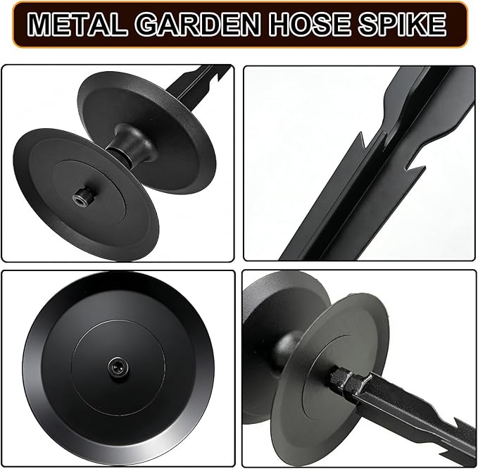 JMBay 2 PCS Garden Hose Guide Spike, Heavy Duty Pure Metal Hose Guide Stake, Hose Guides for Garden Decorative, Rustproof Coated Garden Hose Stake for Yard Lawn, Hose Roller Guide