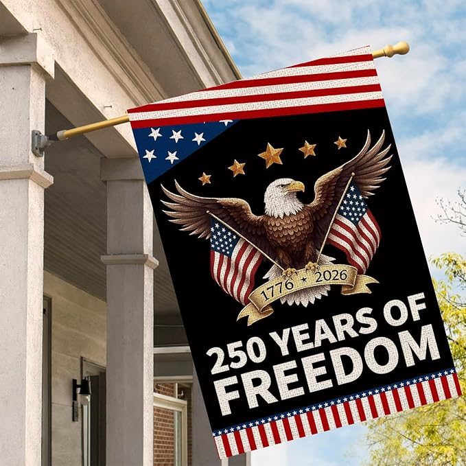 250 Anniversary usa Garden Flagfor Outside, USA 250 Years of Freedom Banner 4th of July Decorations Yard Sign Patriotic Double-Sided Waterproof House Flag 28x40 Inch 250 Year American Flag