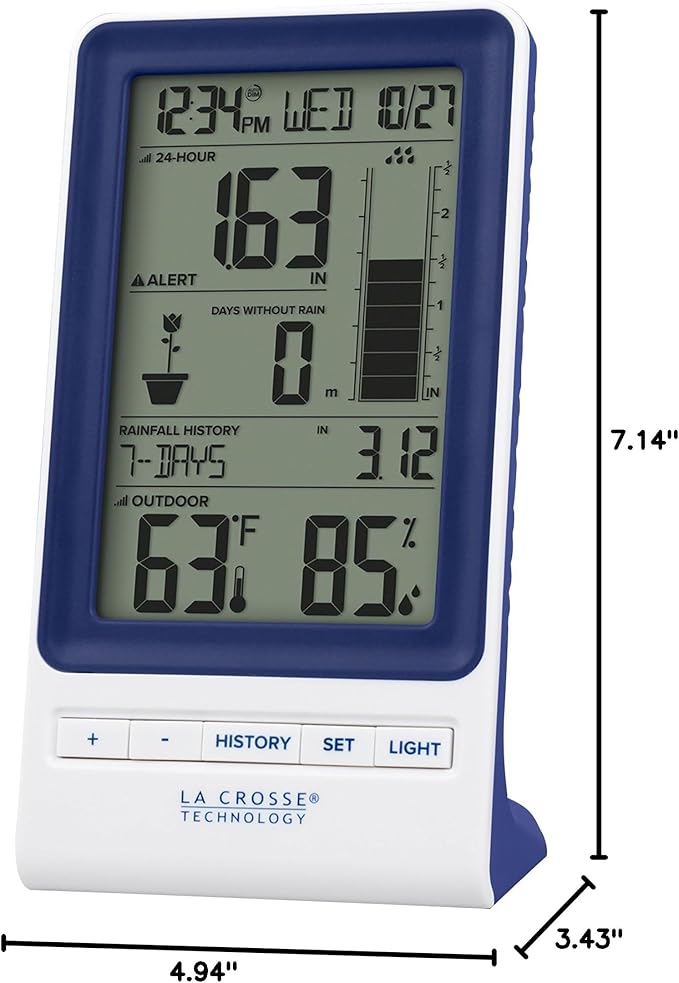 La Crosse Technology 724-1415BL Wireless Rain Station with Temperature and Humidity