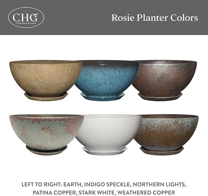 Classic Home & Garden by Growscape Rosie Modern Planter(10” Indigo Speckle)