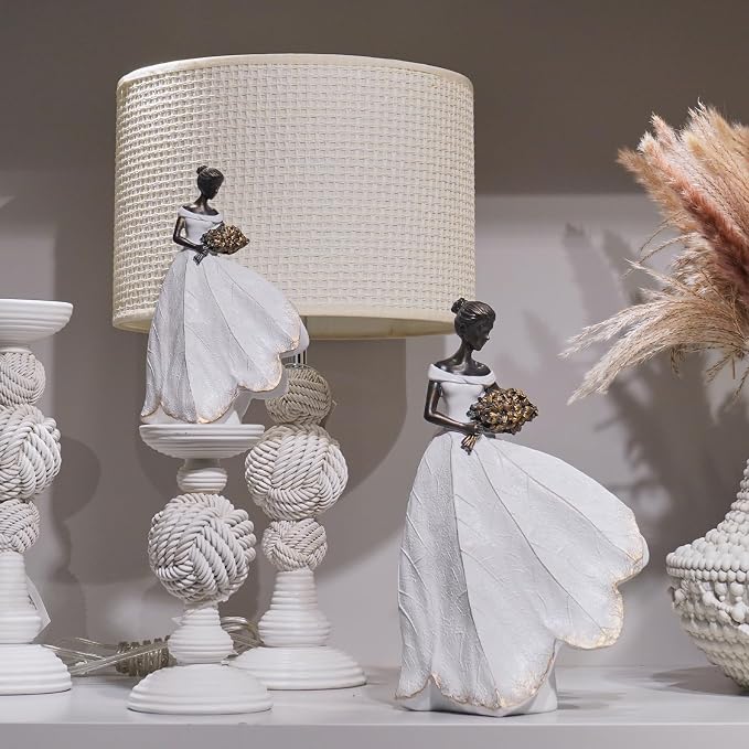 Guichifun Fairy Statue Collection Home Decoration - White Leaf Angel Girls Resin Home Decor for Outside or Inside Rustic Garden Grave Decorations for Cemetery Figurines Gift 5 x 3 x 7.5 Inch