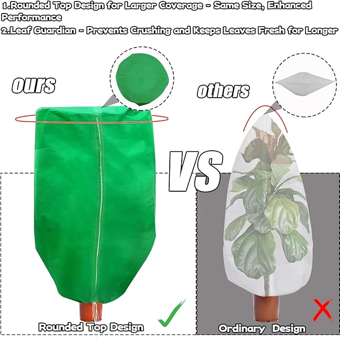ERTIUANIO Plant Covers Freeze Protection 4 Packs 47" x32" Winter Rounded Top Frost Cloth Plant Covers Freeze Protection for Outdoor Plants with Zipper and Drawstring