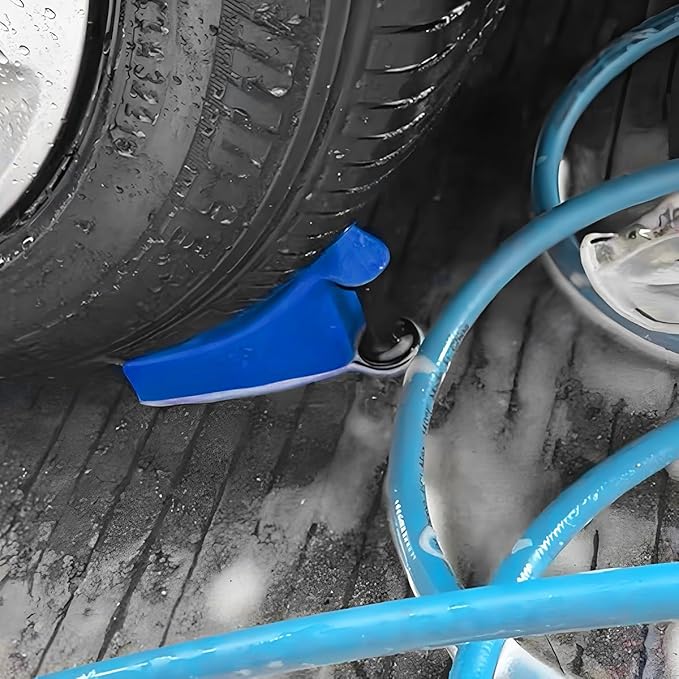 4PCS Car Hose Guide, Vehicle Detailing Cleaning Tools Hose Guides Preventing Wash Stuck Under The Tires, Automotive Wheel Rolling System Tool for Washing, Universal Fit (Blue)