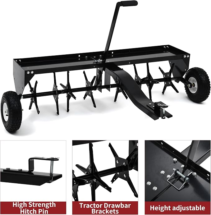 YITAMOTOR 40" Tow Behind Lawn Plug Aerator with Universal Hitch; Designed to Pull Behind Lawn & Garden Tractors