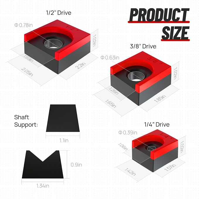Ratchet Organizer Kit - 3 Pack Set, with Strong Magnets, Ratchet Organizer for Tool Box Drawer, Keep Tools Organized, for Garage, Workshop (Red/Black)