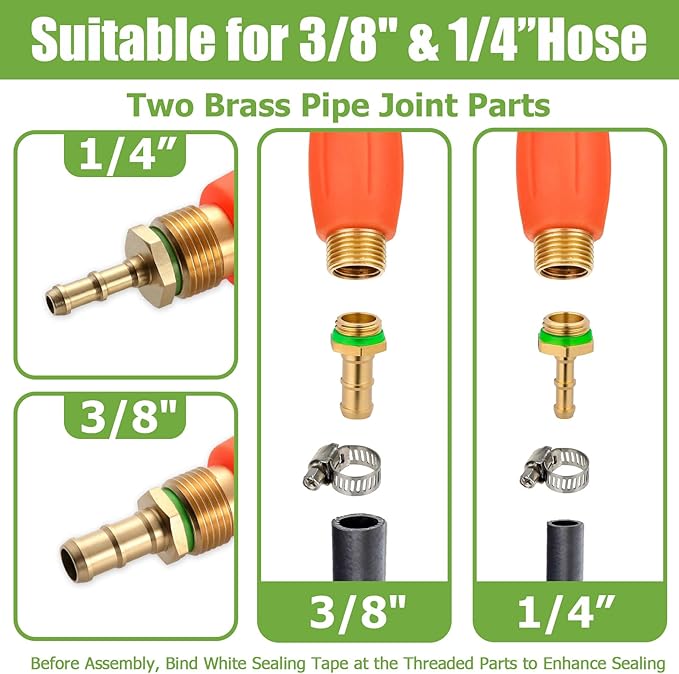 Replacement Pump Sprayer Wand, 29 Inch All Metal Spray Wand for Tank Sprayer with Stainless Steel Extension Tubes, 1/4" 3/8" Brass Barbs Joint Parts for Weed Lawn Plants Careing Watering