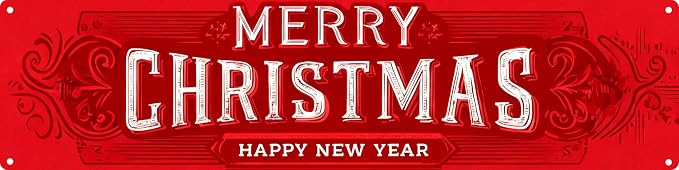 Vintage Tin Sign Retro Metal Merry Christmas Happy New Year Signs For Home Decor Stylish Wall Art Plaques Gift For Christmas Home Bathroom Kitchen And Gothic Wall Decor In Every Room 4x16 In