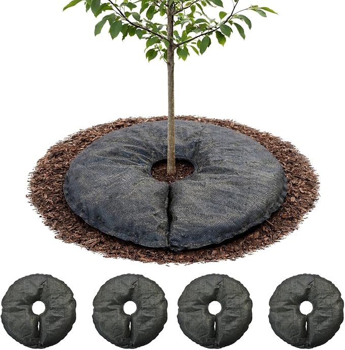 SteadySpring(R) Smart 30+Day Watering Mat Auto Refills with Rain for Tomato Plants, Peppers, Veggies, Perennials, Annuals in 1-2 Gallon Containers or with a 7 in to 10 in Root Ball (4)