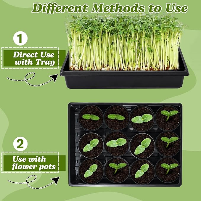 Seed Starter Tray Kit - 60-Pack 3.4 Inch Round Nursery Pots with Drainage Holes, 5 Seedling Trays, 100 Plant Labels & 2 Transplanting Tools for Vegetables, Flowers, Herbs Seed Starting