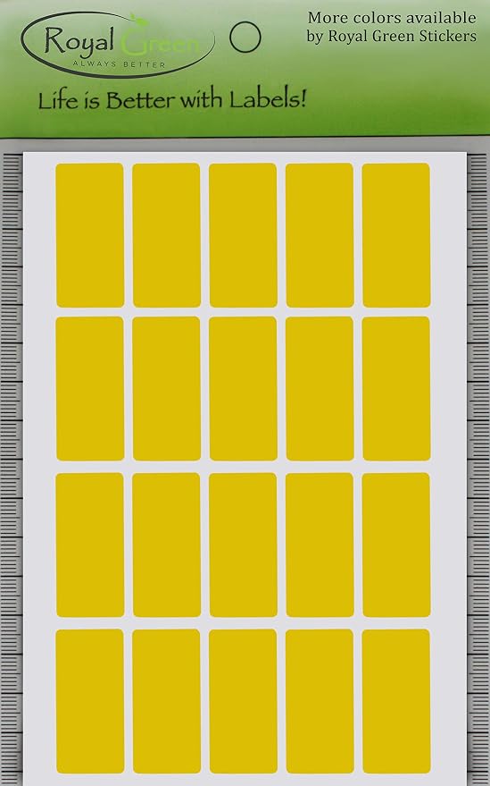 Royal Green Small Stickers Writable Labels in Yellow 1.57 inch x 0.75 inch (40mm x 19mm) - 2000 Pack