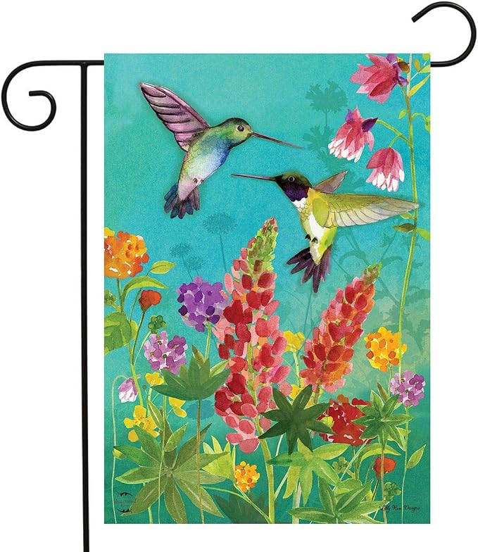 Briarwood Lane Hummingbird Greeting Spring Garden Flag Floral Birds 12.5" x 18"