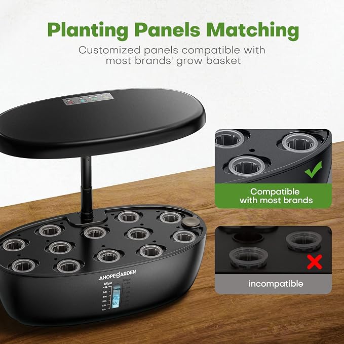 Ahopegarden Indoor Garden Hydroponics Growing System: 12 Pods Plant Germination Kit Garden Kit Growth Lamp Countertop with LED Grow Light Hydrophonic Planter Grower Harvest Vegetable Lettuce