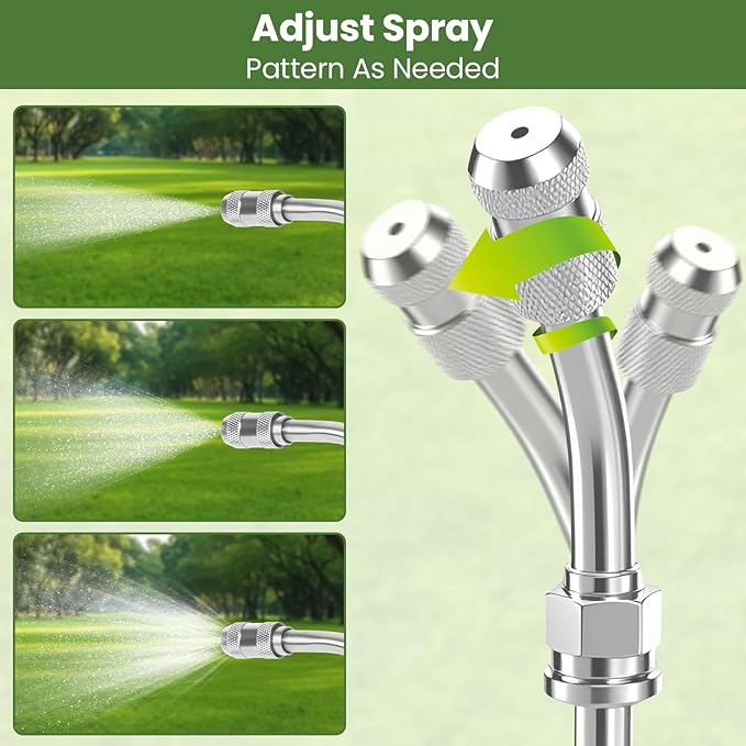 29"-44" All Metal Replacement Sprayer Wand, Suitable for 1/2" Hose Quick Connector, 1/4" & 3/8" & 1/2" Brass Barb Spray Wand, Built-in Shut Valve Stainless Steel Spray Wand