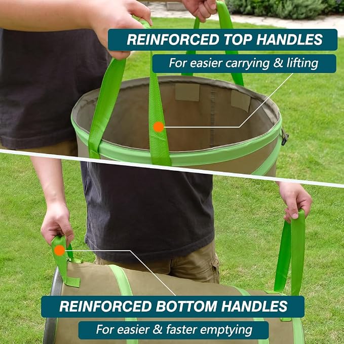 Colwelt Collapsible Leaf Bags 31Gallon, Pop-up Reusable Garden Bag Collapsible for Yard Waste, Heavy Duty Collapsible Trash Can with Hard shell Base, Garden Waste Yard Bags for Yard Garden Camping