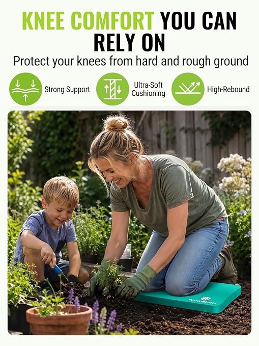 WORKPRO Extra Thick Kneeling Pad, Soft NBR Foam Cushioning for Knee, Large Foam Kneeler Mat for Gardening, Bathing Baby, Exercise, Workout Supplies, 17.5 x 11 x 1.5 in, Robin's egg Blue