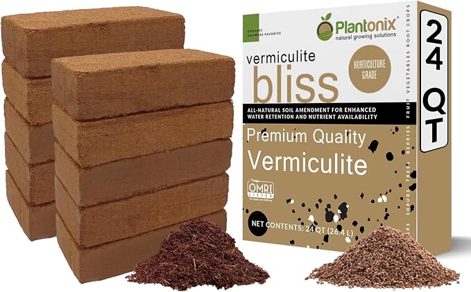 Coco Bliss 650gm Bricks (10-Pack) + Vermiculite Bliss (24 Qts) - Organic Coco Coir & Fine Vermiculite for Plants - Compressed Coco Coir Bricks - OMRI-Listed Coco Coir for Plants, Veggies, & Gardens