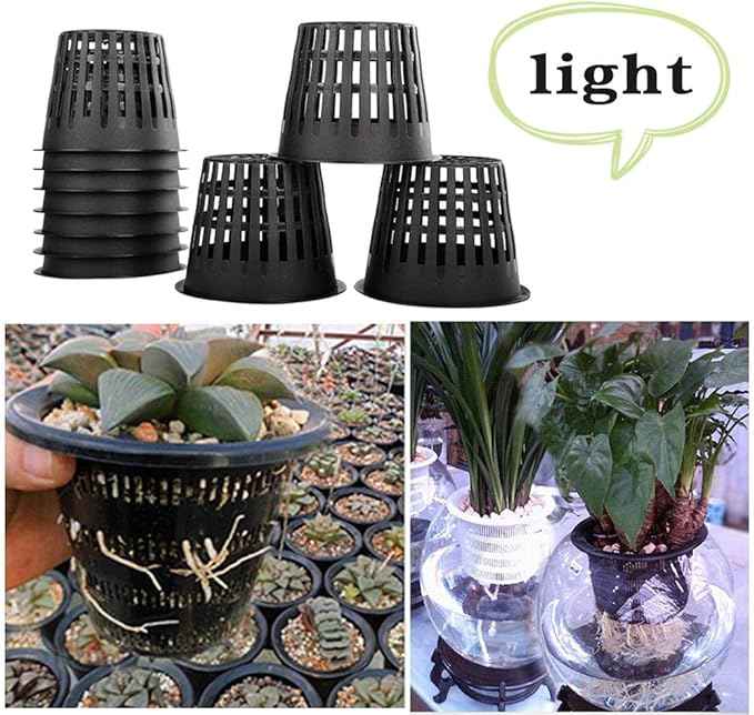 Panxxsen 50 Pack 3 Inch Net Pots Cups for Hydroponics, Slotted Mesh Net Cups for Aquaponics Orchids Vegetables, Heavy Duty Plastic Planting Baskets, Wide Lip Design