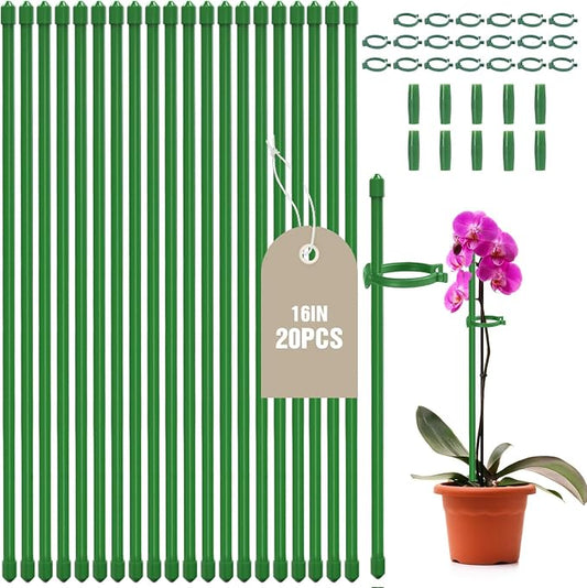 Joyhalo 20 Pack Plant Stakes for Indoor Plants, 16 Inch Garden Stakes, Adjustable Plant Support Sticks for Tall Plants As Tomatoes Beans Orchid Vegetable