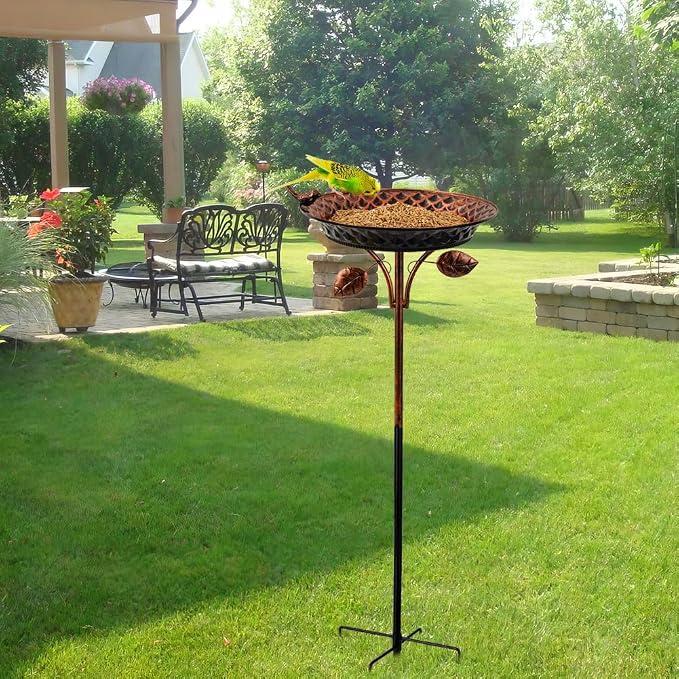 dreamysoul Metal Outdoor Bird Baths, 37 Inches Tall Freestanding Birdbaths, 5-Pronged Bird Bath for Outside Garden Yard Patio Decor