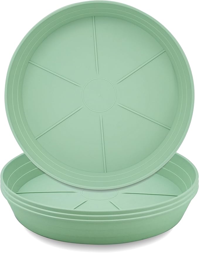 LWALRS Plant Saucer 8 Inch 4 Pack 6 8 10 12 14 16 18 20 25, Plastic Plant Trays for Pots，Extra-Deep Plant Water Dray Tray, Bird Bath Bowl, Heavy Flower Plant Saucers Indoors and Outdoor No Holes