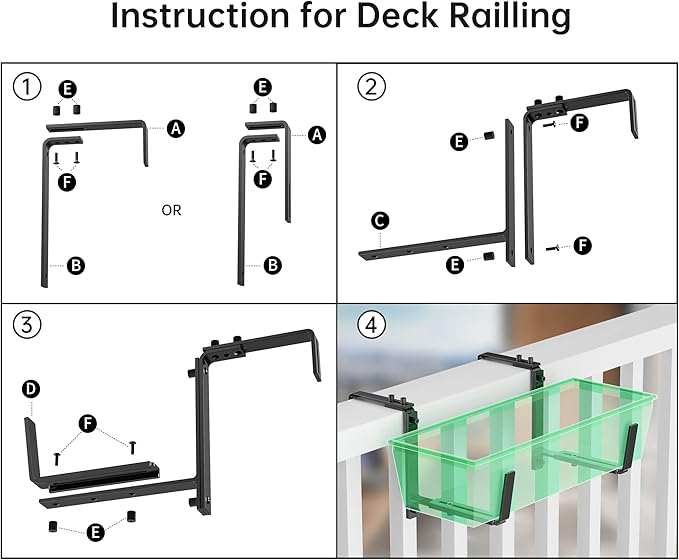 Y&M 2 PCS Window Boxes Planters Adjustable Planter Box Brackets , Heavy Duty Wall Mounted Hooks Hangers for Flower Baskets Holder Durable, Hanging Brackets for Fence Patio Garden Balcony