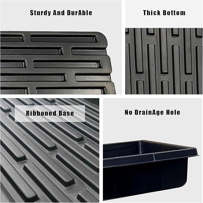 RooTrimmer 10 Pack 1020 Trays, Extra Thick Heavy Duty Seed Starting Trays - No Holes, No Leak, Reusable Propagation Flats for Microgreens, Seedlings, Plant Germination, Fodder and Transplant